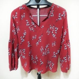 🌟 Loft Outlet| Maroon Floral Blouse